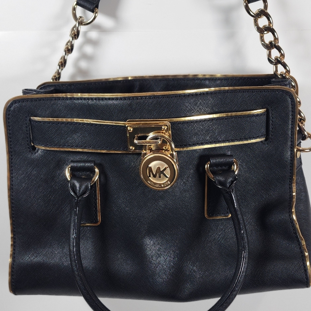 Michael Kors Black Satchel with Gold Details